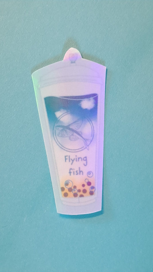 Flying fish bubble tea sticker